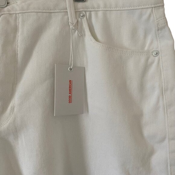 Good American 18 Bombshell High Waist Cutoff Shorts Distressed White Plus NWT - Picture 3 of 8